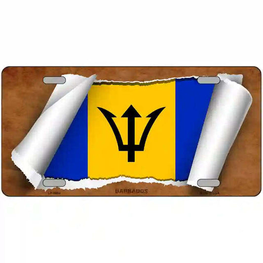 Barbados Scroll Flag Metal Sign