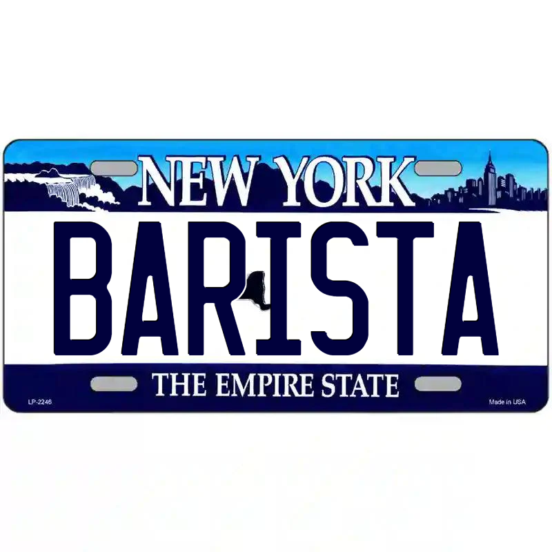 Barista New York Blue Metal Sign