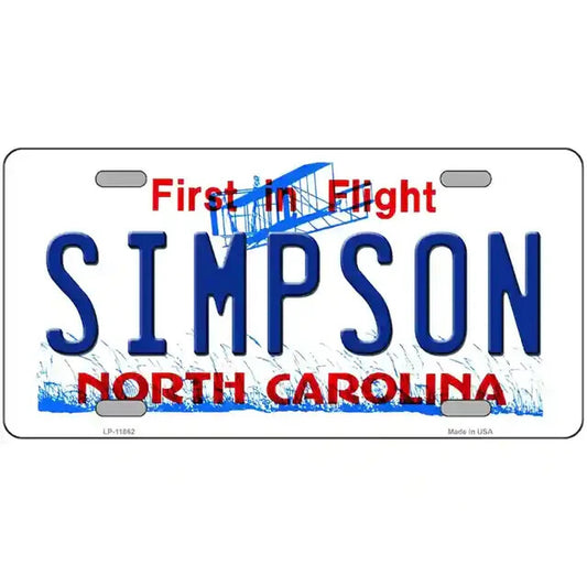 Simpson North Carolina Metal Sign
