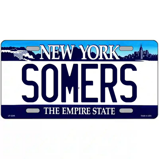 Somers New York Blue Metal Sign