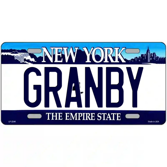 Granby New York Blue Metal Sign