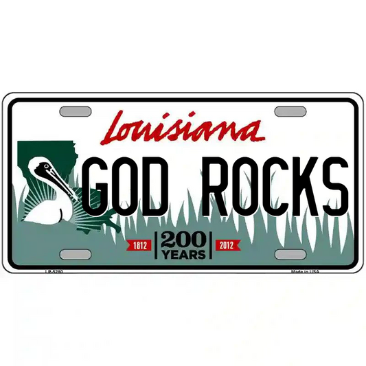 God Rocks Louisiana Metal Sign