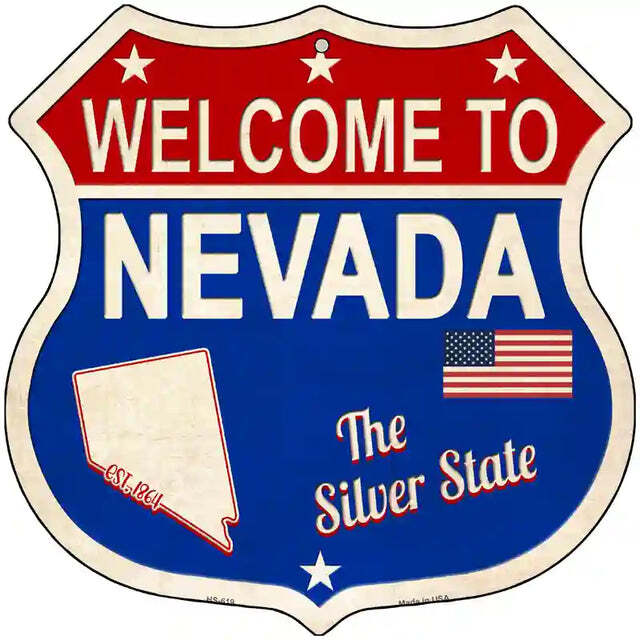 Welcome to Nevada The Silver State Highway Shield Metal Sign