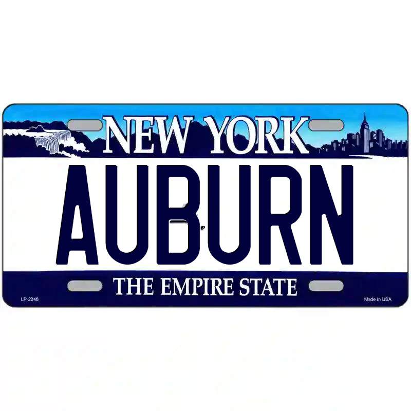 Auburn New York Blue Metal Sign