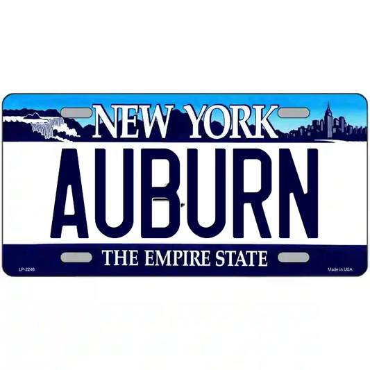 Auburn New York Blue Metal Sign
