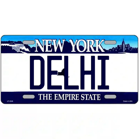 Delhi New York Blue Metal Sign