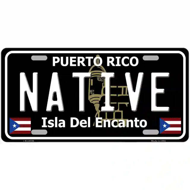 Native Puerto Rico Black Metal Sign