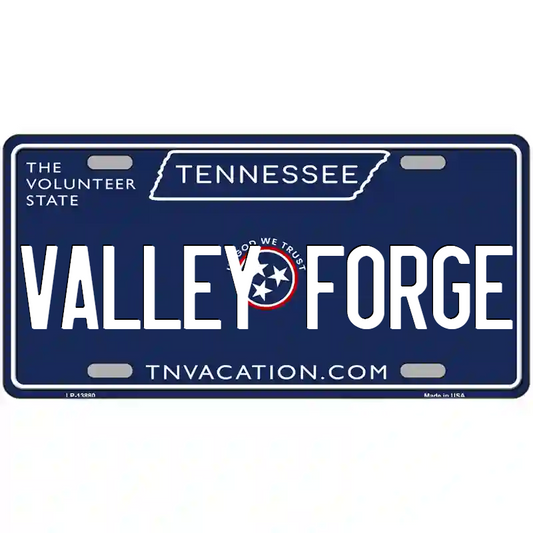 Valley Forge Tennessee Blue Metal Sign