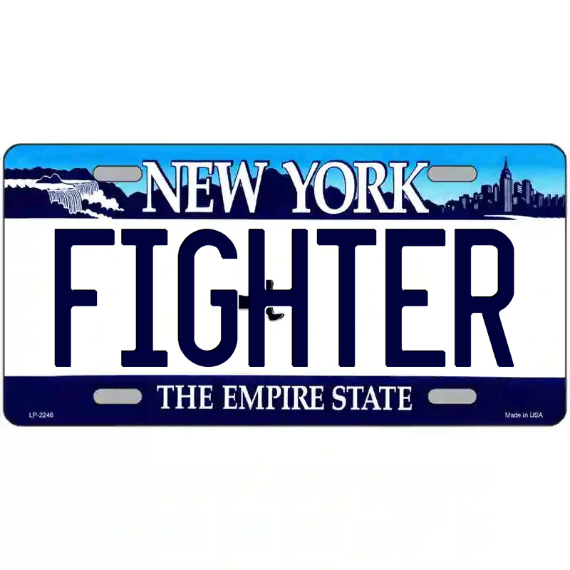 Fighter New York Blue Metal Sign