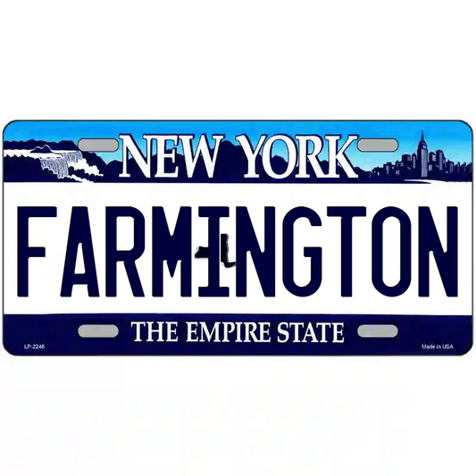 Farmington New York Blue Metal Sign