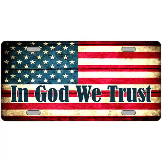In God We Trust  American Flag Metal Sign