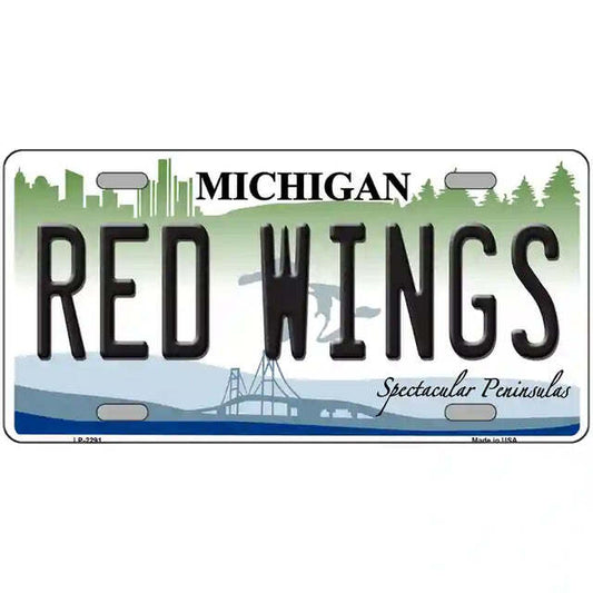 Red Wings Michigan Metal Sign