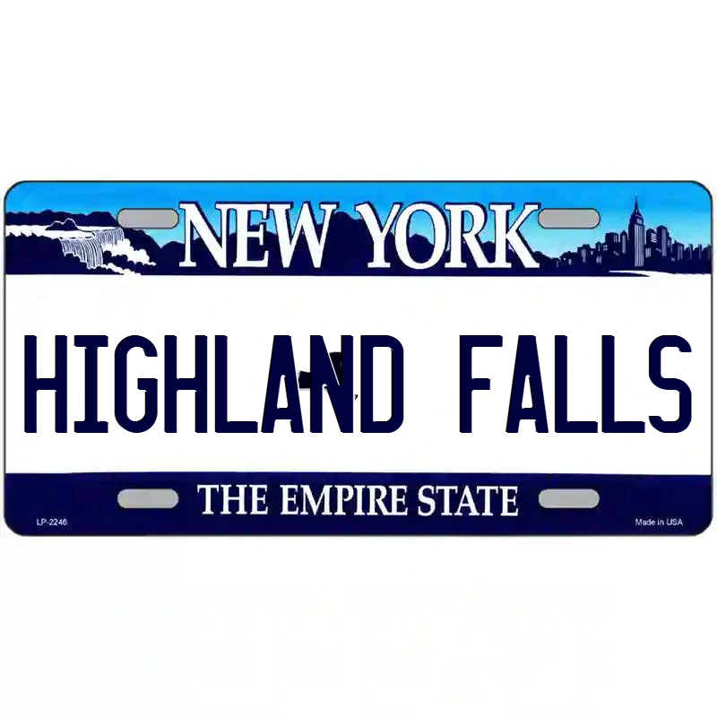 Highland Falls New York Blue Metal Sign