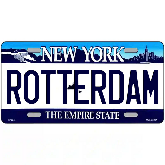Rotterdam New York Blue Metal Sign