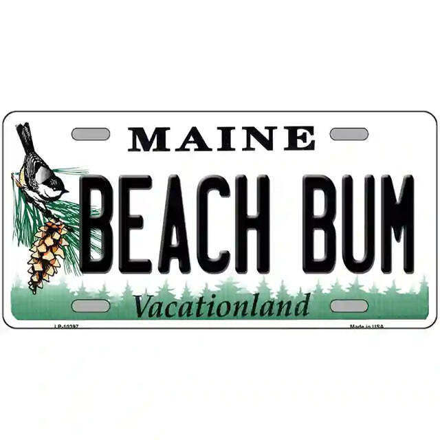 Beach Bum Maine Metal Sign