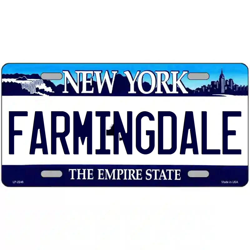 Farmingdale New York Blue Metal Sign