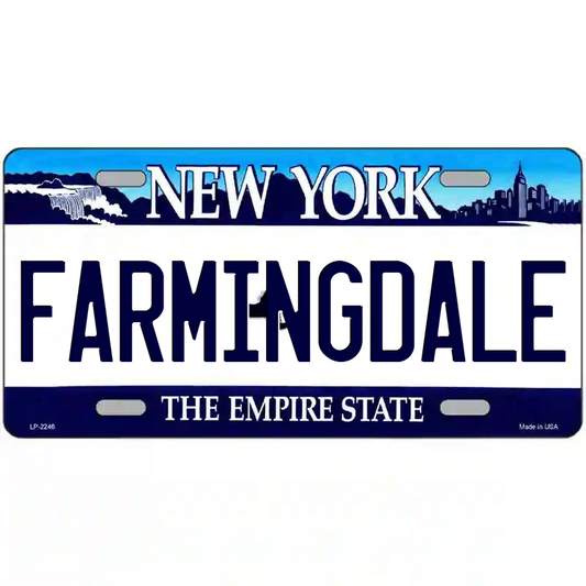 Farmingdale New York Blue Metal Sign