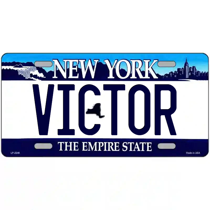 Victor New York Blue Metal Sign