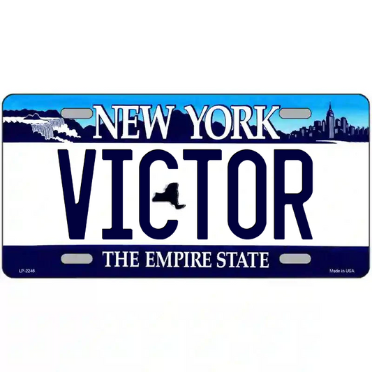 Victor New York Blue Metal Sign