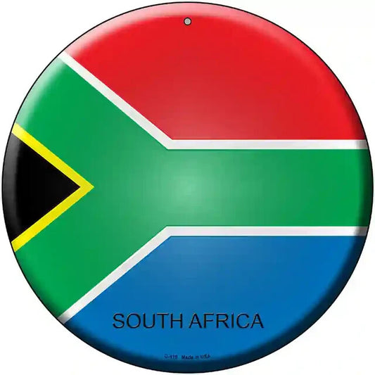 South Africa Flag 12" Circle Metal Sign