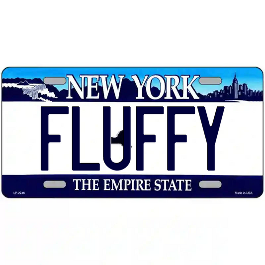 Fluffy New York Blue Metal Sign