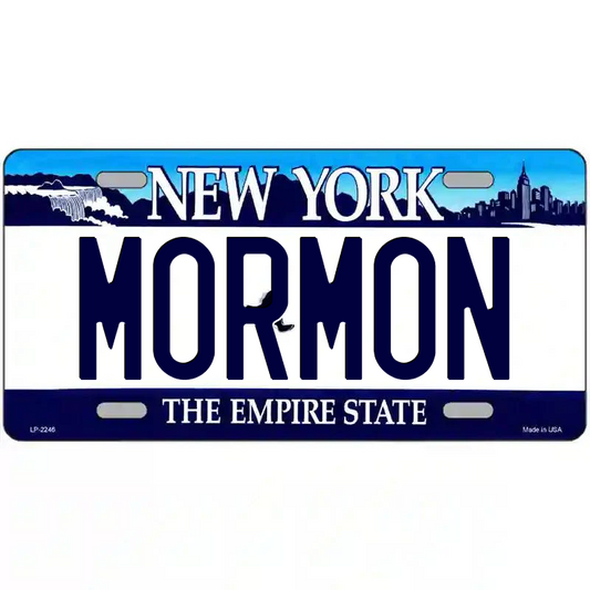 Mormon New York Blue Metal Sign