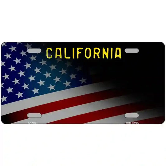 California Black American Flags Metal Sign