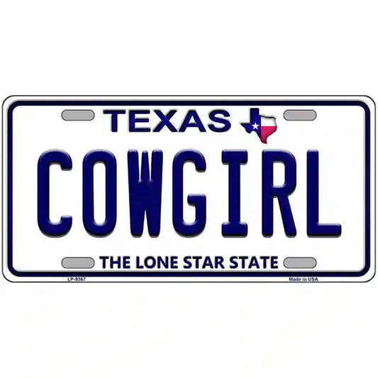 Cowgirl Texas Metal Sign