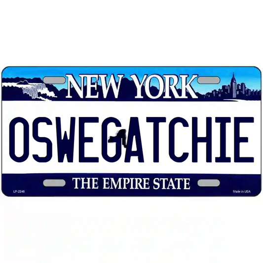 Oswegatchie New York Blue Metal Sign