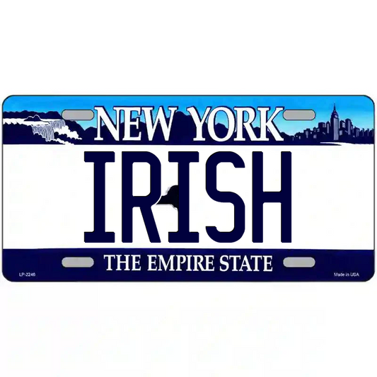 Irish New York Blue Metal Sign