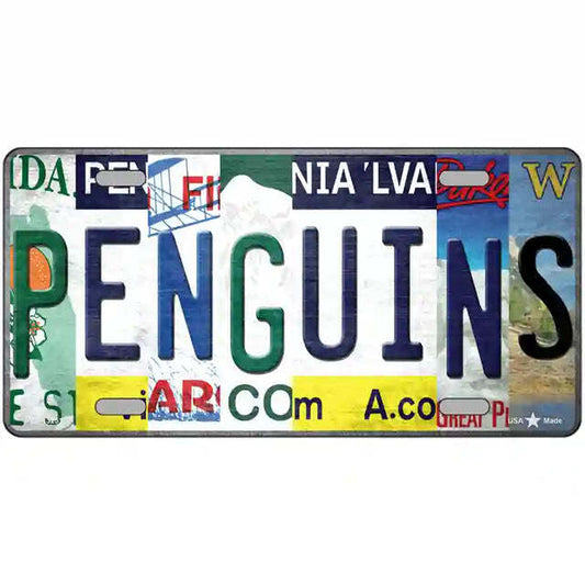 Penguins Strip Art Metal Sign