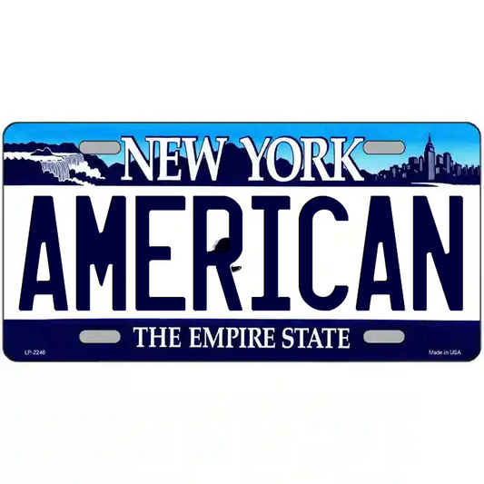 American New York Blue Metal Sign