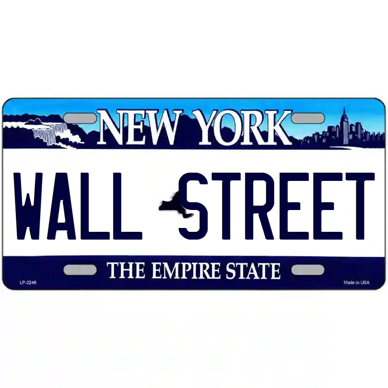 Wall Street New York Blue Metal Sign