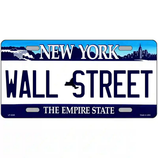 Wall Street New York Blue Metal Sign
