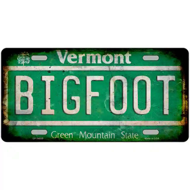 Vermont Rusty Look Bigfoot Metal Sign
