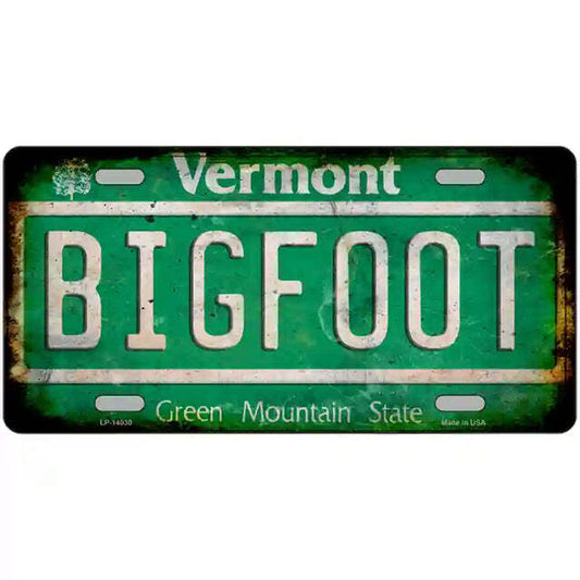 Vermont Rusty Look Bigfoot Metal Sign
