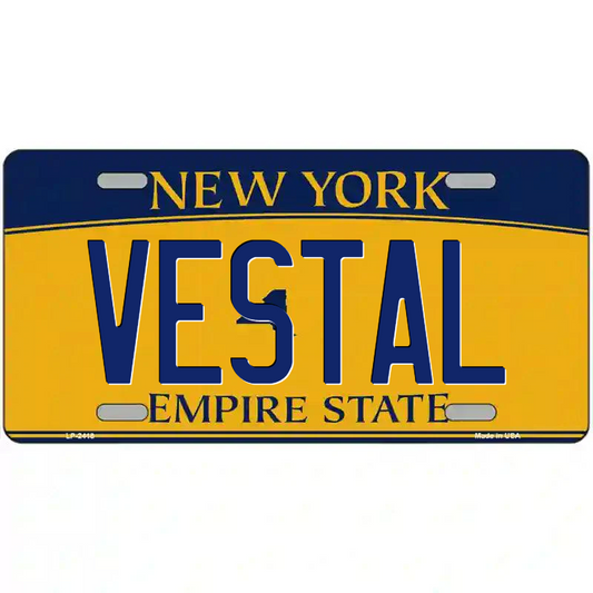 Vestal New York Yellow Metal Sign