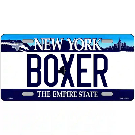 Boxer New York Blue Metal Sign