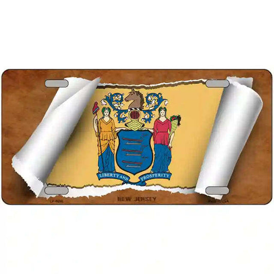 New Jersey Scroll Flag Metal Sign