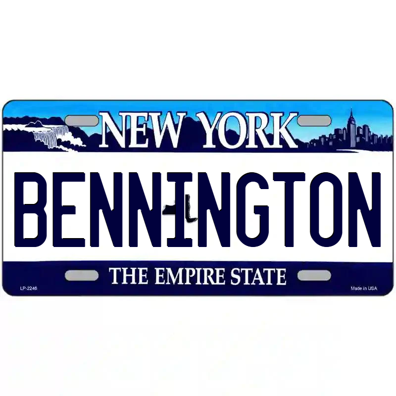 Bennington New York Blue Metal Sign
