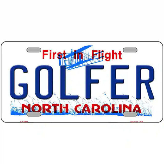 Golfer North Carolina Metal Sign