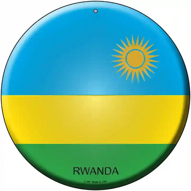 Rwanda Flag 12" Circle Metal Sign