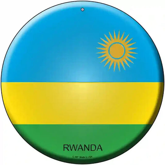 Rwanda Flag 12" Circle Metal Sign