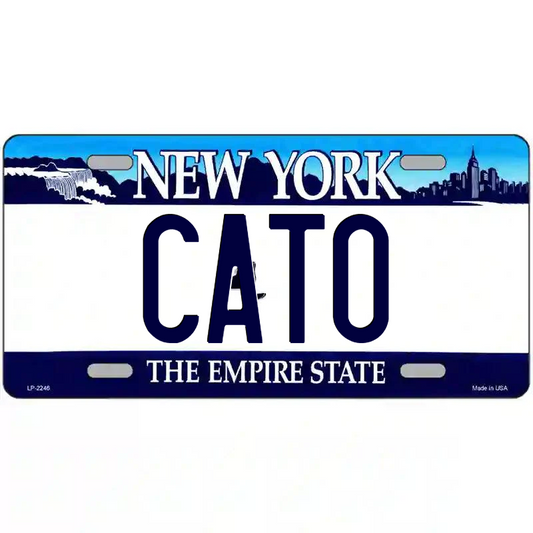 Cato New York Blue Metal Sign