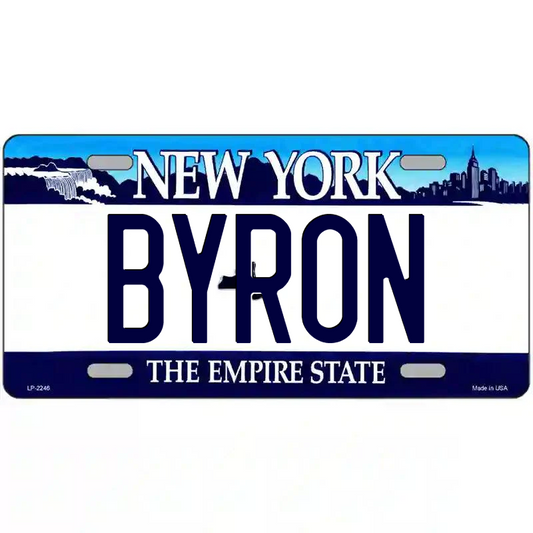 Bryon New York Blue Metal Sign
