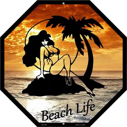 Beach Life 12" Octagon Metal Sign