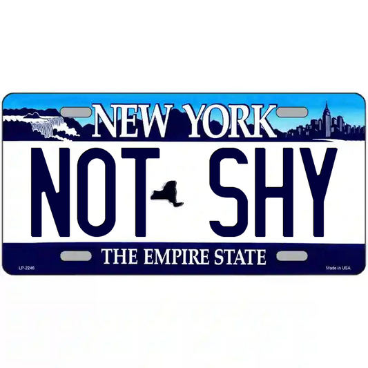 Not Shy New York Blue Metal Sign