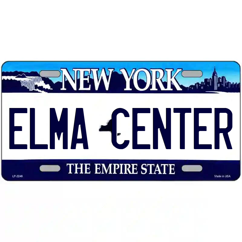 Elma Center New York Blue Metal Sign