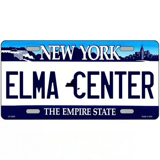 Elma Center New York Blue Metal Sign