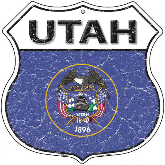 Utah Flag Highway Shield Metal Sign